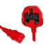 FDL 2M 13A UK MAINS PLUG TO IEC C13 SOCKET - 1.0mm / 10A / RED