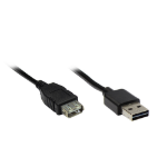 Alcasa USB A - USB A 3m M/M USB-kabel USB 2.0 Zwart