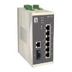 LevelOne 8-Port Fast Ethernet PoE Industrial Switch, 802.3af PoE, 4 PoE Outputs, DIN-Rail, 1 x SC Multi-Mode Fiber, 61.6W, -20°C to 70°C