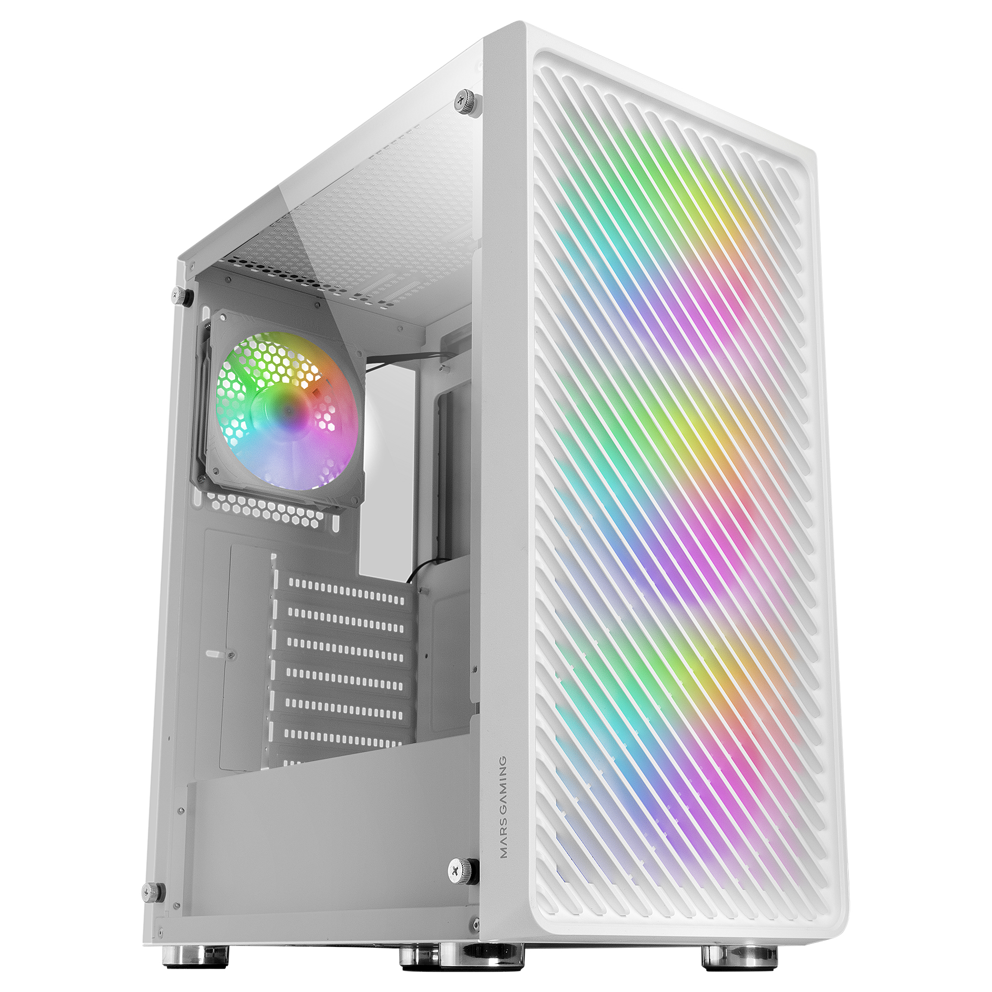 Mars Gaming White Mc-F Atx Gaming Semitower. Full Tempered Glass Wind