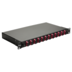 Equip 12-Port Fiber Optic Splice Box, SC Duplex, OM4, 1U, Equipped, Black