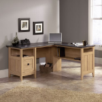 Teknik Home Study Home Office L-Shaped Desk Dover Oak with Slate Finish - 5412320 DD