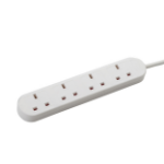 connektgear 5m 4 Way Power Extension Block - UK Plug to 4 x UK Sockets - White
