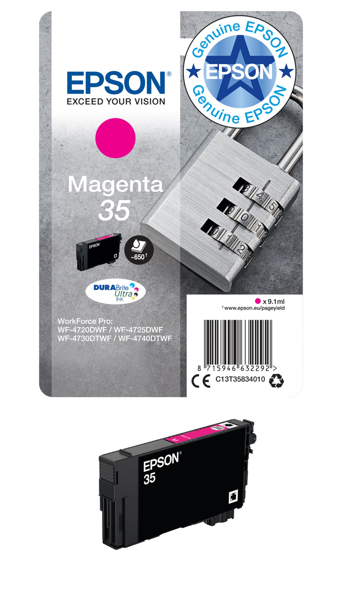 Epson C13T35834010/35 Ink cartridge magenta. 650 pages 9.1ml for Epson