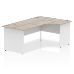 Dynamic Impulse Right Crescent Office Desk W1800 x D1200 x H730mm Cable Managed Leg Grey Oak Finish White Frame - TT000164 DD