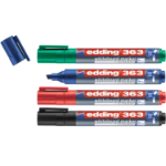 Edding 363 Whiteboard Marker Chisel Tip 1-5mm Line Assorted Colours (Pack 4) - 4-363-4