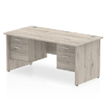 Dynamic Impulse W1800 x D800 x H730mm Straight Office Desk Panel End Leg With 2 x 2 Drawer Double Fixed Pedestal Grey Oak Finish - I003503 DD