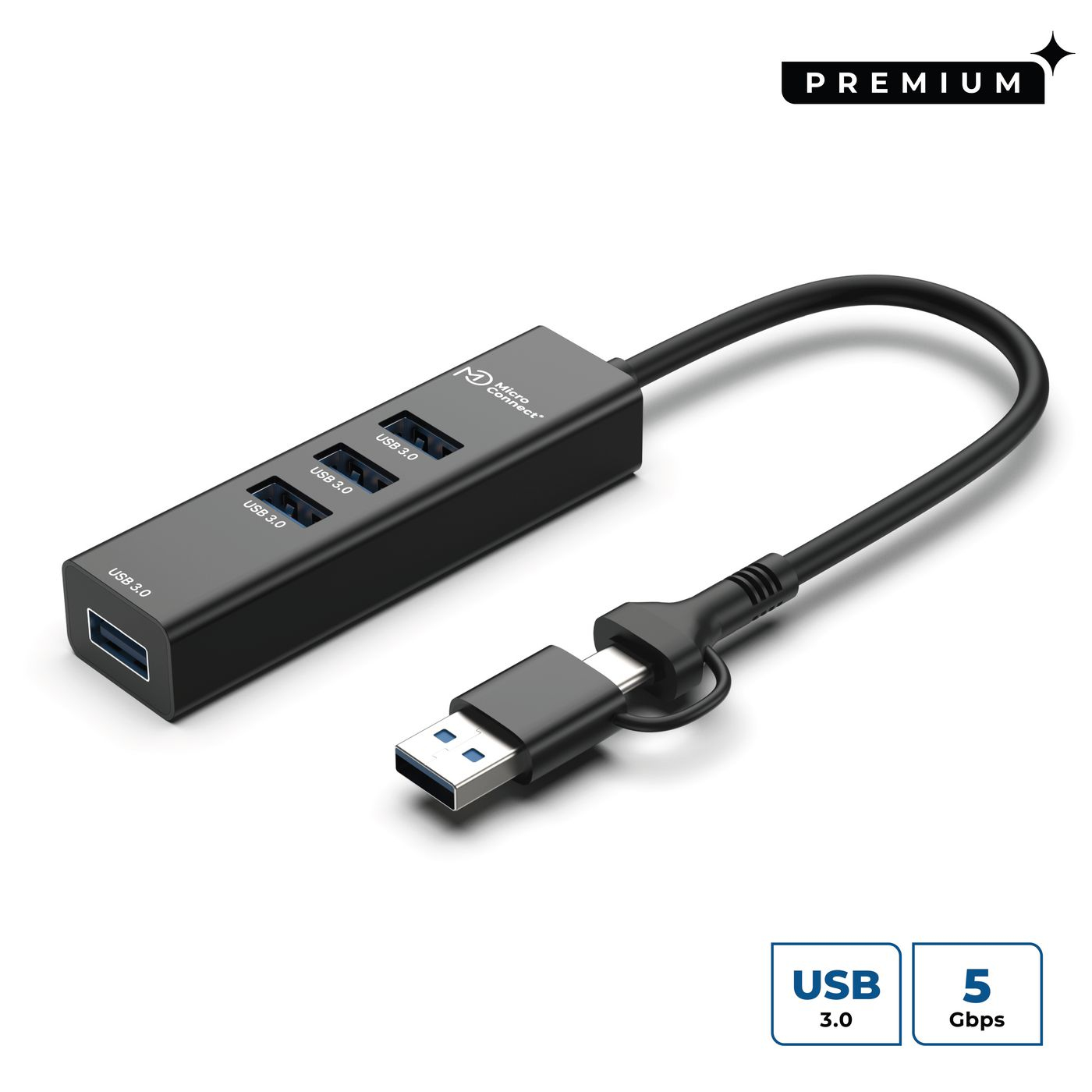 Microconnect Black Usbhub4-2In1 Interface Hub Usb 3.2 Gen 1 (3.1 Gen 1) Type