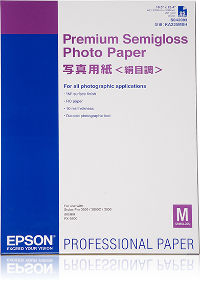 Image of Epson Premium Semigloss Photo Paper, DIN A2, 250g/m², 25 Sheets