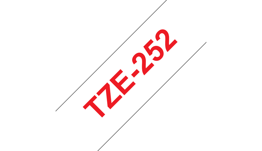 Brother TZE-252 DirectLabel red on white Laminat 24mm x 8m for Brother P-Touch TZ 3.5-24mm/HSE/36mm/6-24mm/6-36mm