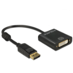 DeLOCK 62601 video cable adapter 0.2 m DisplayPort DVI-I Black