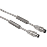 Hama Antenna Cable with Ferrite Cores 90 dB, 1.5 m, Transparent Silver coaxial cable