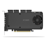 ICY DOCK ExpressSlot MB204MP-1B - 4-Bay M.2 NVMe SSD zu PCIe x16 Wechselrahmen-Geh+?use / Adapterkarte f++r PCIe Erweiterungsslot (PCIe Bifurcation n+?tig)