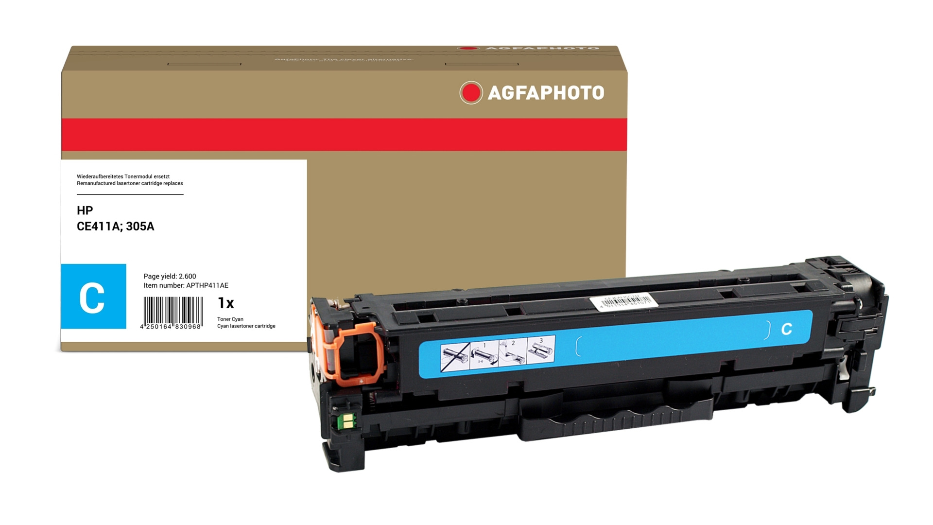 AgfaPhoto Compatible Toner Cartridge. Cyan. Replacement for HP CE411A.