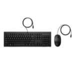 HP Kit de Teclado y Mouse HP 225 Alambrico (AX2Y7AA#ABM).  Conectividad Plug and Play - Tipo de conexión USB tipo A con cable, Color Negro