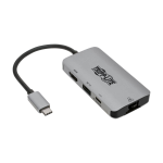 Tripp Lite U444-06N-H4GUSC USB-C Multiport Adapter - 4K HDMI, USB-A, GbE, 100W PD Charging, HDCP, Gray