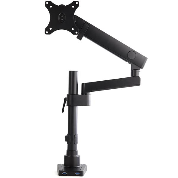 StarTech.com Desk Mount Monitor Arm with 2x USB 3.0 ports - Pole Mount Full Motion Single Arm Monitor Mount for up to 34&quot; VESA Display - Ergonomic Articulating Arm - Desk Clamp/Grommet