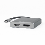 Rocstor Y10A202-A1 video cable adapter USB Type-C HDMI + DisplayPort Gray