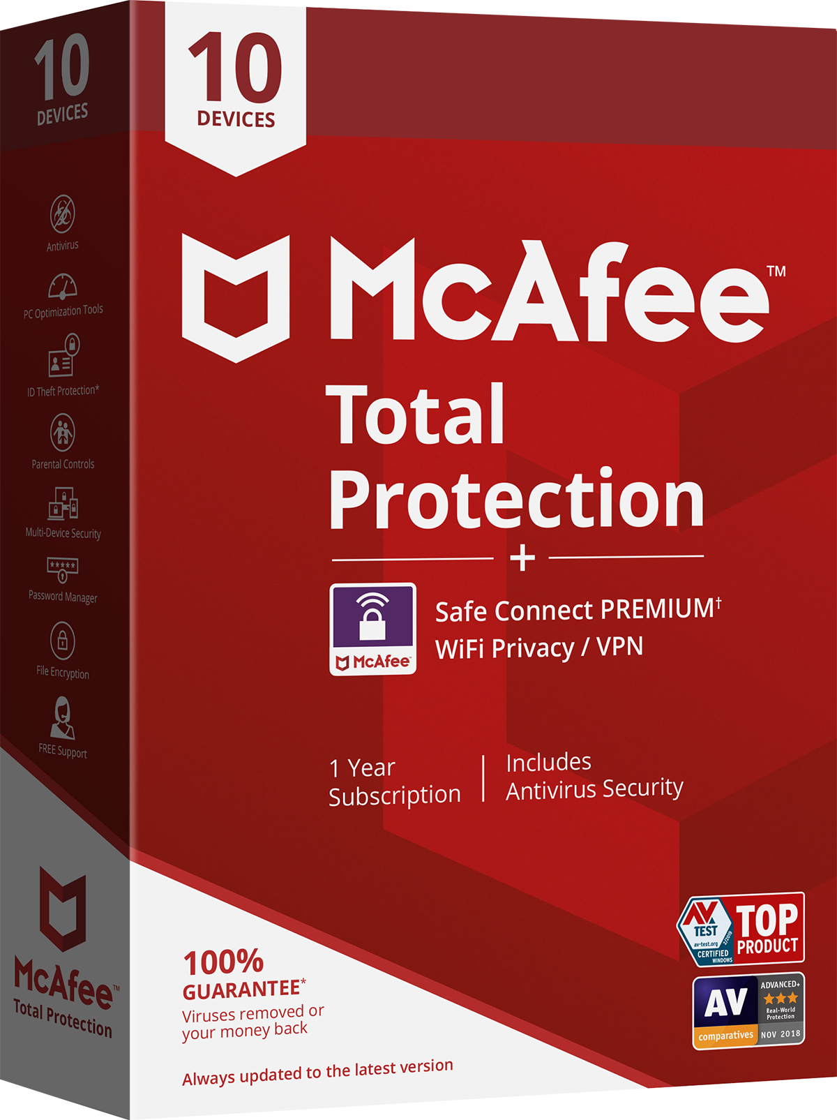 McAfee Total Protection 10 license(s) 1 year(s)