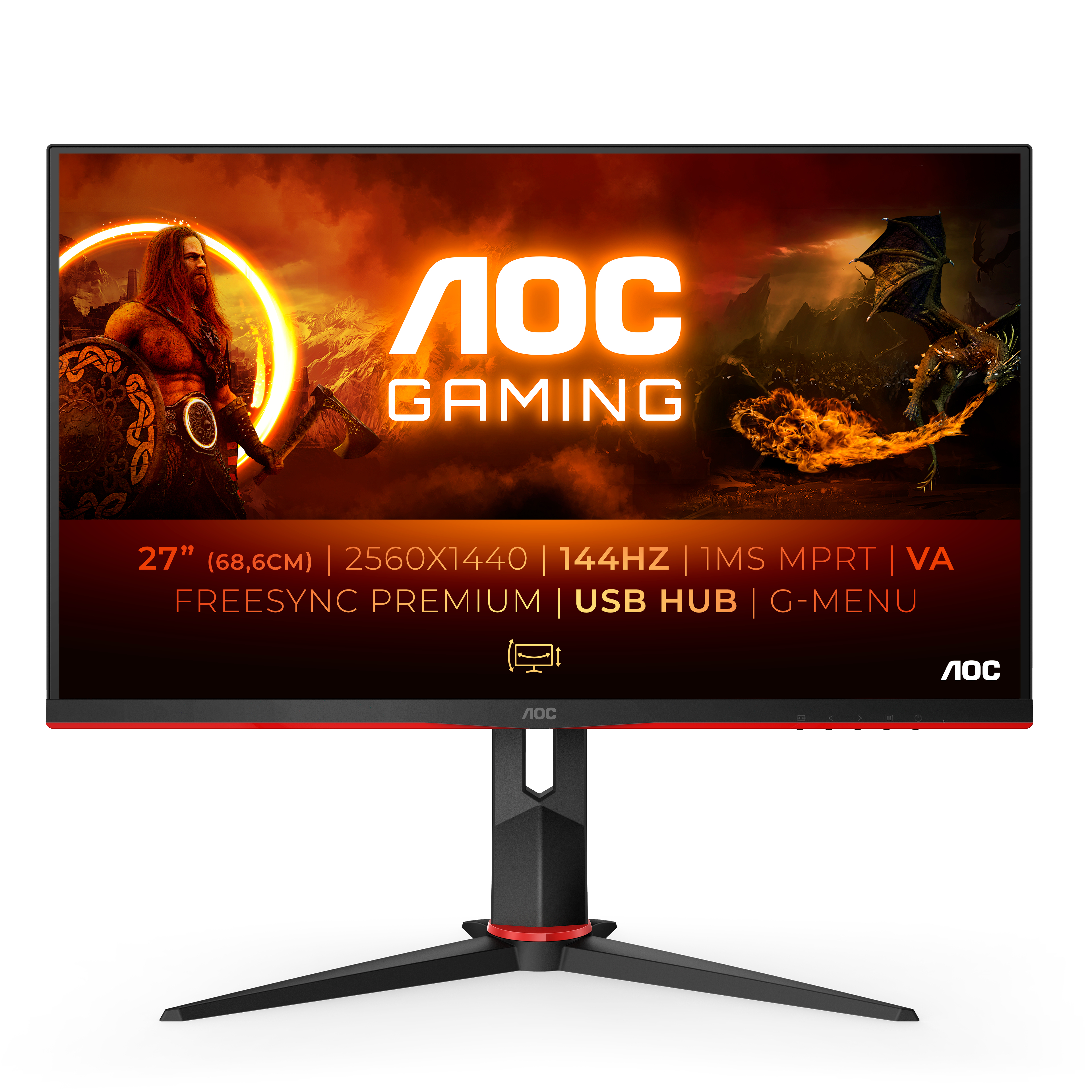 Image of AOC G2 Q27G2U/BK computer monitor 68.6 cm (27") 2560 x 1440 pixels...