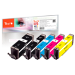 Peach PI100-187 inktcartridge 5 stuk(s) Compatibel Hoog (XL) rendement Zwart, Cyaan, Magenta, Foto zwart, Geel