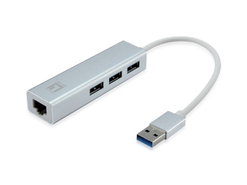 LevelOne USB-0503 Gigabit USB Network Adapter with USB Hub