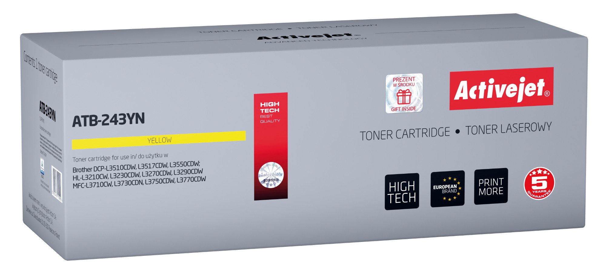 Activejet ATB-243YN toner (replacement for Brother TN-243Y; Supreme; 1000 pages; yellow)