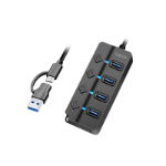 LogiLink USB 3.0 Hub, 4-port, w/ switch for each port, black