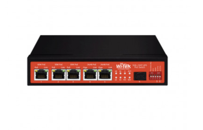 Wi-Tek WI-PS306GF-UPS V3 network switch Unmanaged Gigabit Ethernet (10/100/1000) Power over Ethernet (PoE) Black, Orange