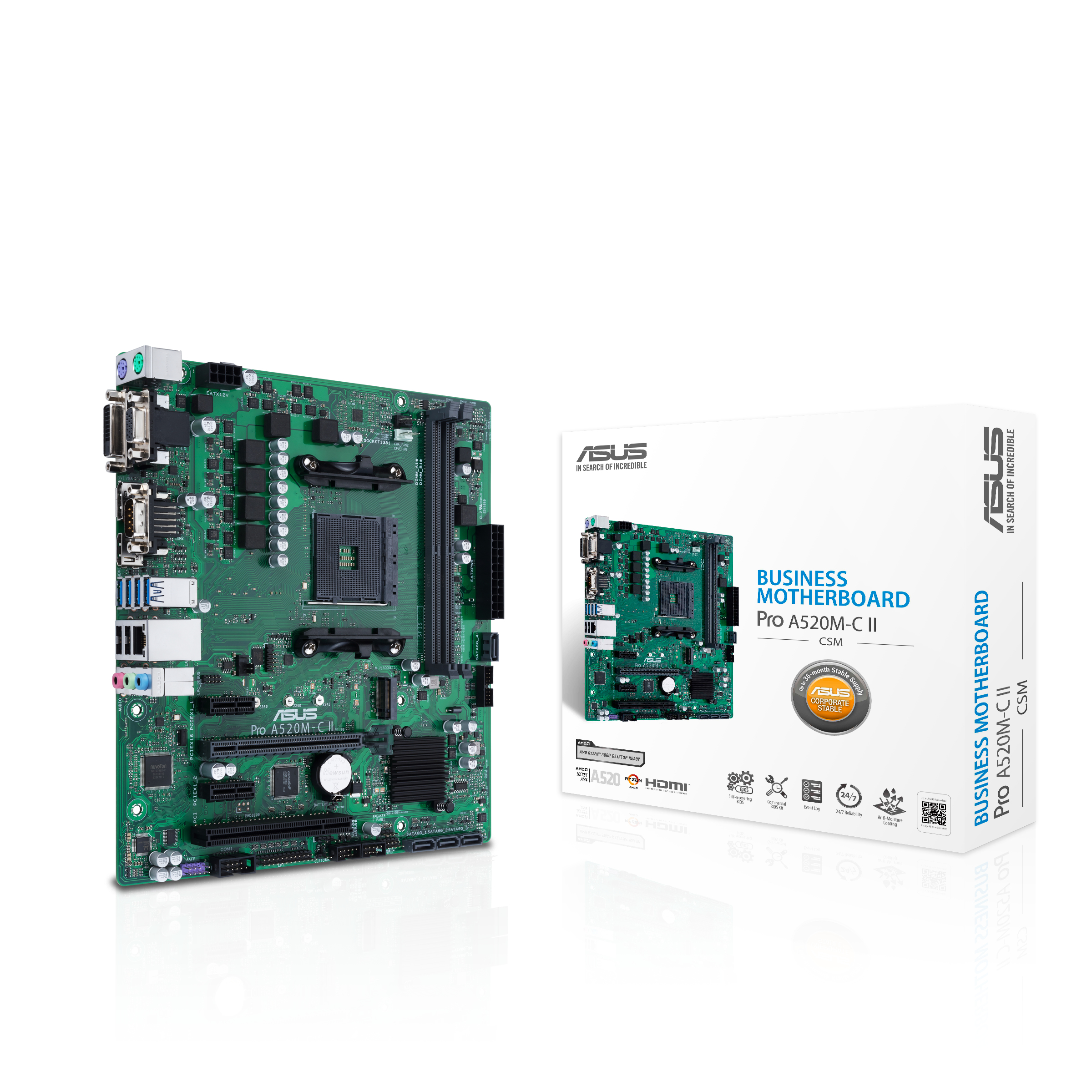 Image of ASUS PRO A520M-C II/CSM AMD A520 Socket AM4 micro ATX