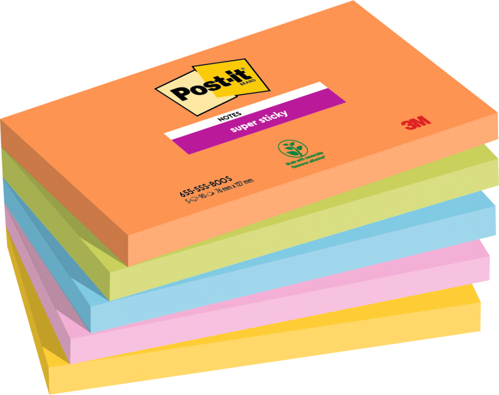 Post-It Post It Super Sticky Notes Boost Colours 76X127mm 90 Sheets (P