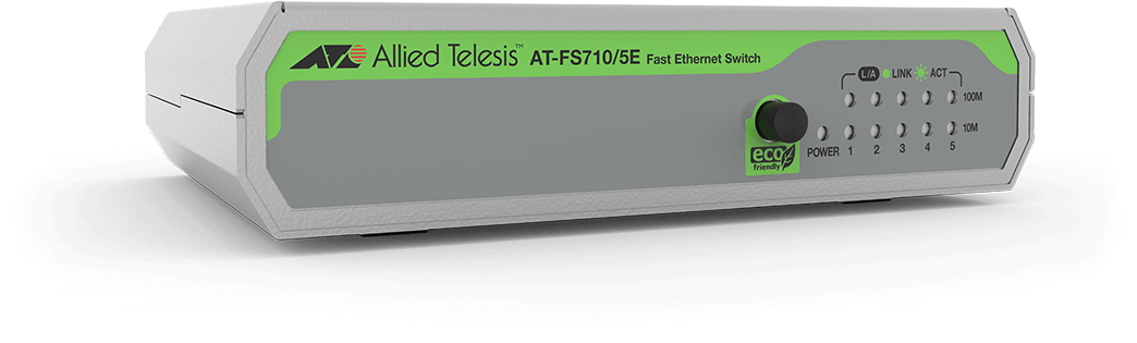 Image of Allied Telesis FS710/5E Unmanaged Fast Ethernet (10/100) Green, Grey