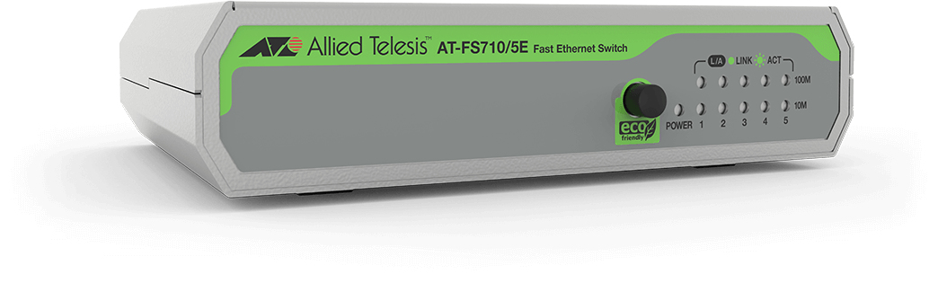 Allied Telesis FS710/5E Unmanaged Fast Ethernet (10/100) Green, Grey
