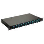 Equip 12-Port Fiber Optic Splice Box, SC Duplex, OM3, 1U, Equipped, Black