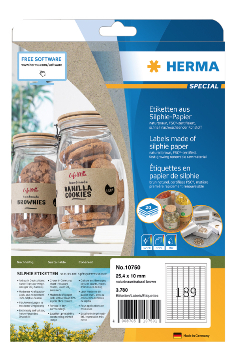 HERMA 10750 self-adhesive label Rectangle Permanent Brown 3780 pc(s)