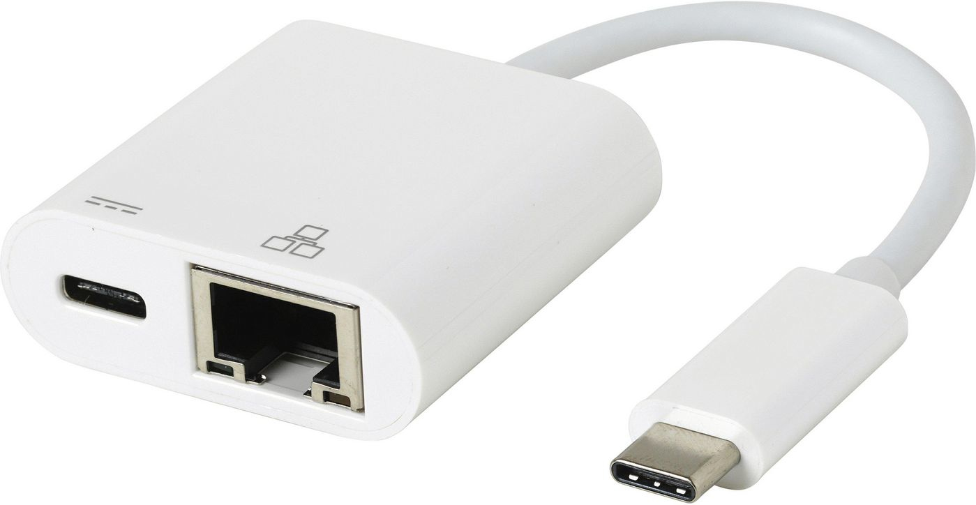 eSTUFF USB-C LAN Charging Adapter USB 3.2 Gen 1 (3.1 Gen 1) Type-C 1000 Mbit/s White