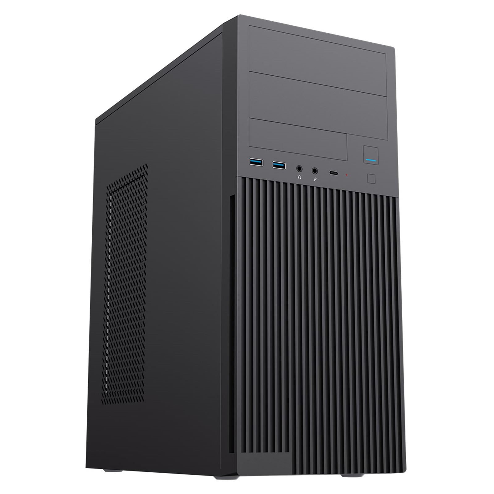 Academy Mid-Tower Office PC Case With USB Type C and 80mm Rear Black Fan and 500W Power Supply Included thumbnail