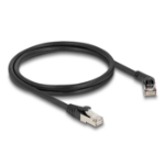DeLOCK RJ45 Network Cable Cat.6A S/FTP plug 45° right angled to plug straight 1 m black