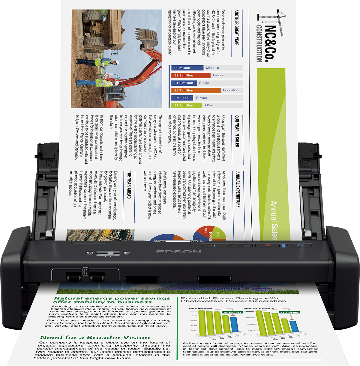 Image of Epson WorkForce DS-360W Handheld scanner 1200 x 1200 DPI A4 Black