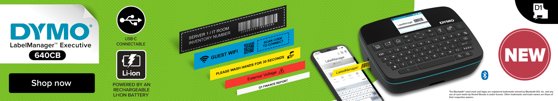 DYMO LabelManager LabelWriter 640CB Portable & Rechargeable Label Maker with Dual Connectivity - 2197370 label printer Direct thermal / Thermal transfer 12 mm/sec QWERTY