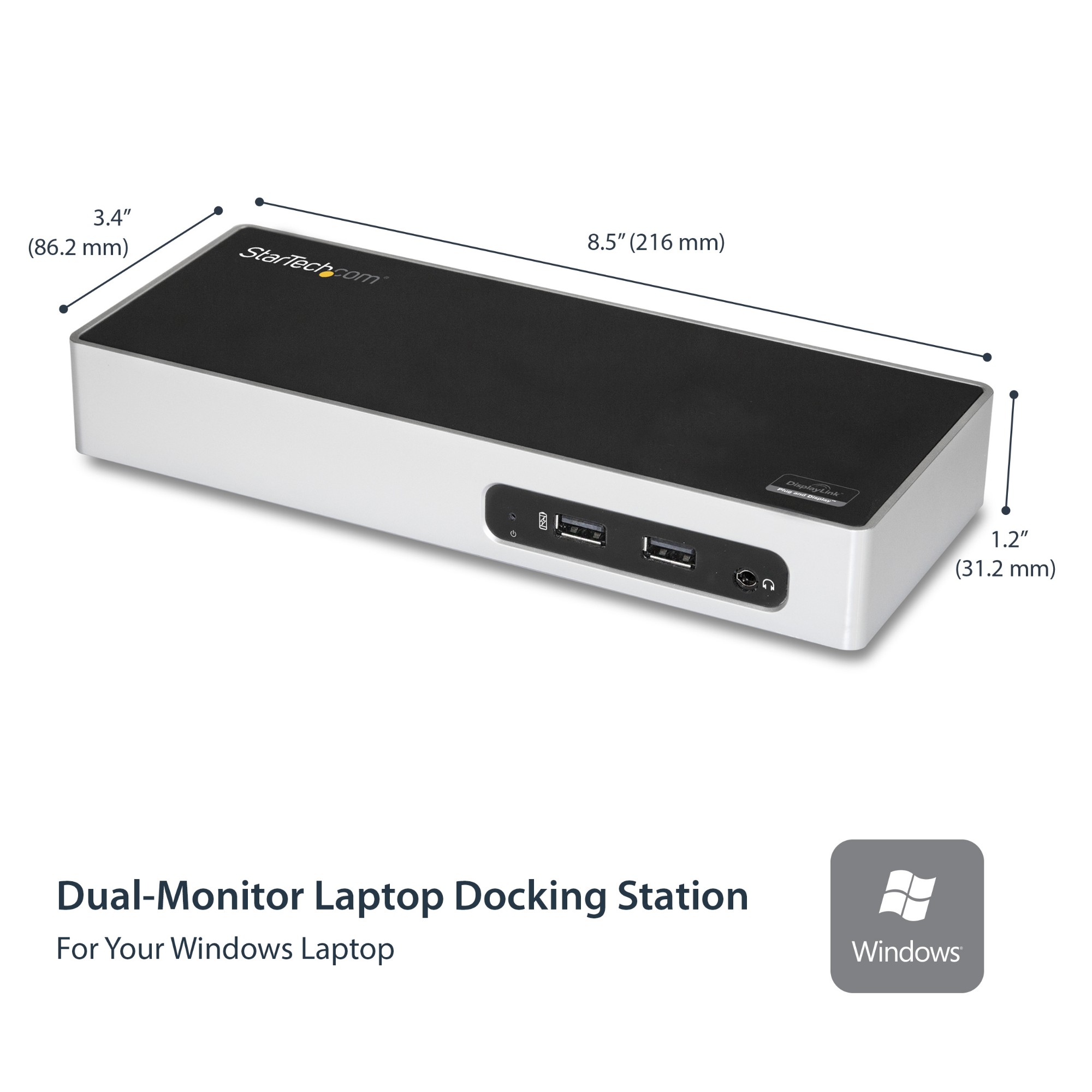 StarTech-com-USB-3-0-Docking-Station---Dual-Monitor-Laptop-Docking-Station-with-HDMI---DVI-VGA-Video---6-port-USB-3-1-Gen-1-5Gbps-Hub--GbE--Audio---Universal-Type-A-Dock---Windows---Mac