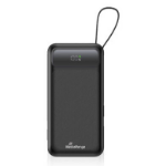 MediaRange Powerbank 10.000mAh with integrated charging cables and LC-Display, USB-C Power Delivery and Quick Charge enabled, black