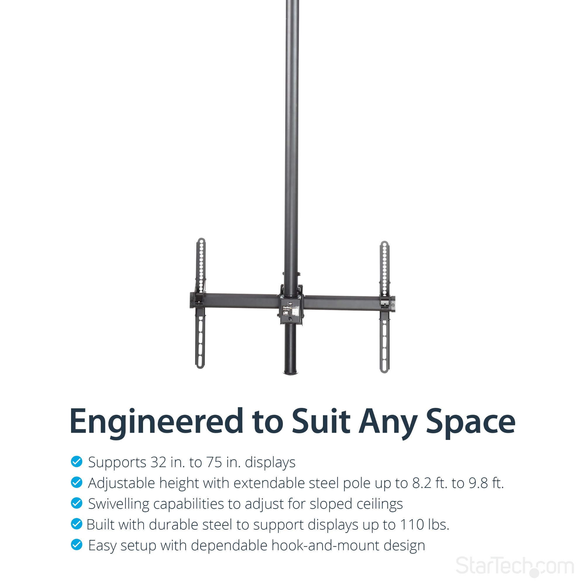 StarTech.com Ceiling TV Mount - 8.2' to 9.8' Long Pole