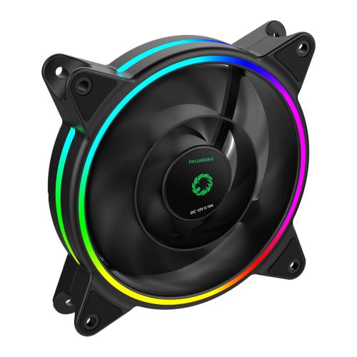 Image of GAMEMAX Razor 12cm PWM Rainbow ARGB Dual Ring Case Fan Hydro...