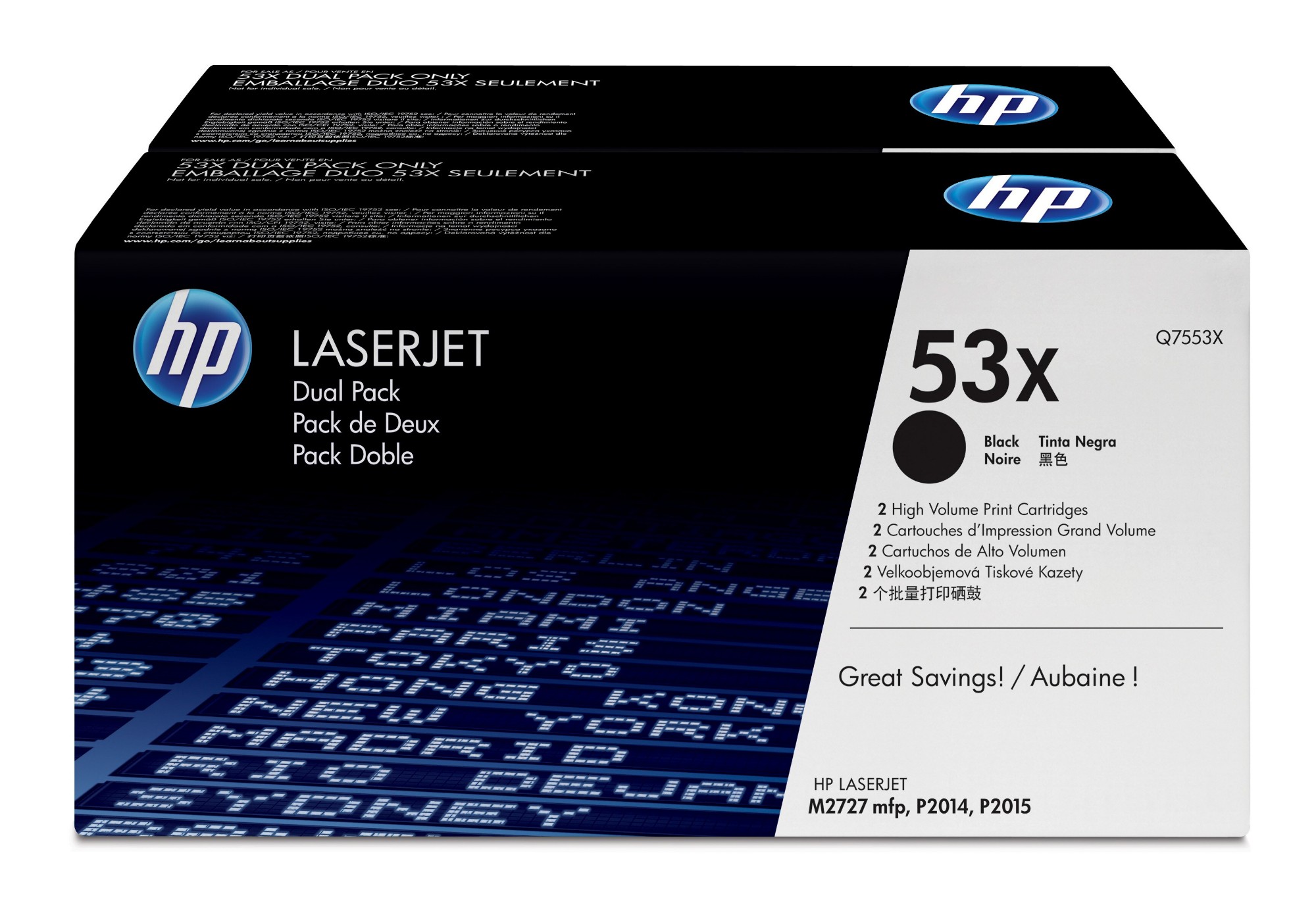 HP Q7553XD/53XD Toner cartridge black twin pack, 2x7K pages ISO/IEC 19752 Pack=2 for HP LaserJet P 2015