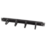 FDL 4 RING 1U 19 INCH CABLE MANAGER WITH BRUSH STRIP - BLACK