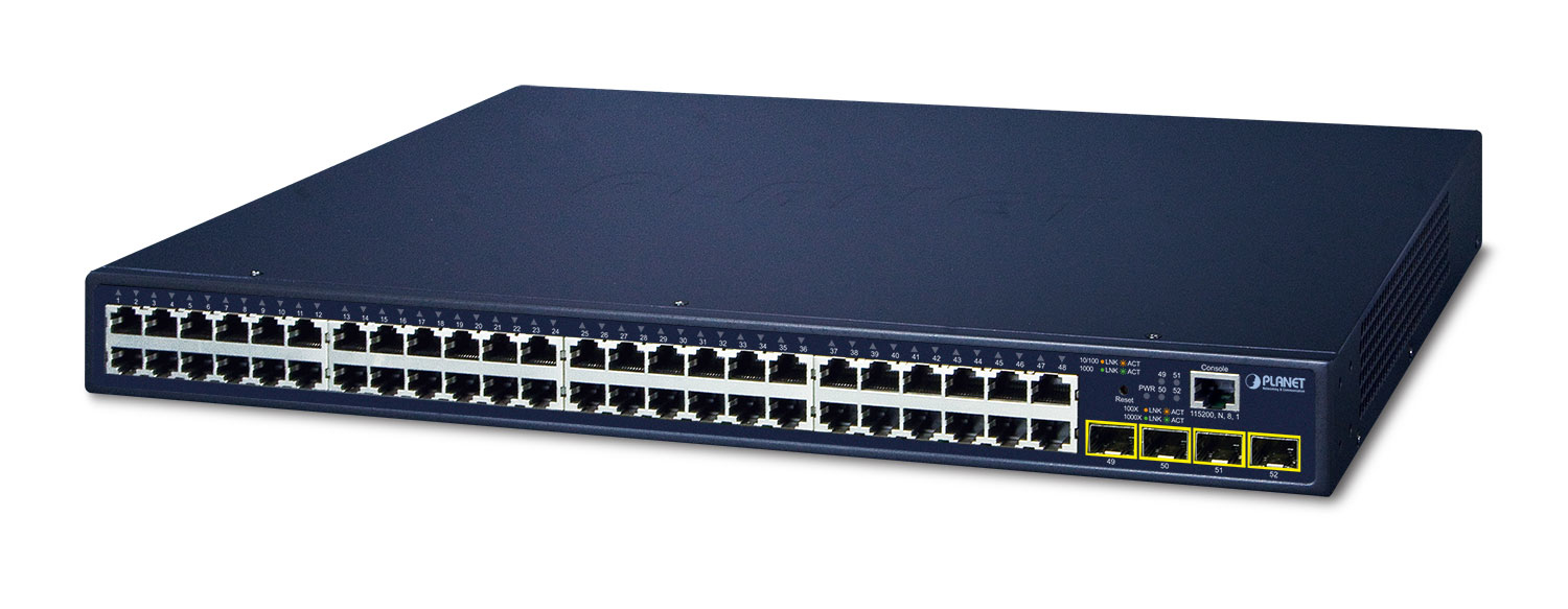 PLANET GS-4210-48T4S network switch Managed L2/L4 Gigabit Ethernet (10/100/1000) 1U Blue