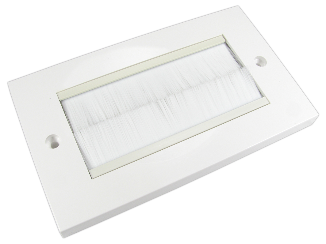 UT-744WH CABLES DIRECT CDL Dual Gang White Brush Plate