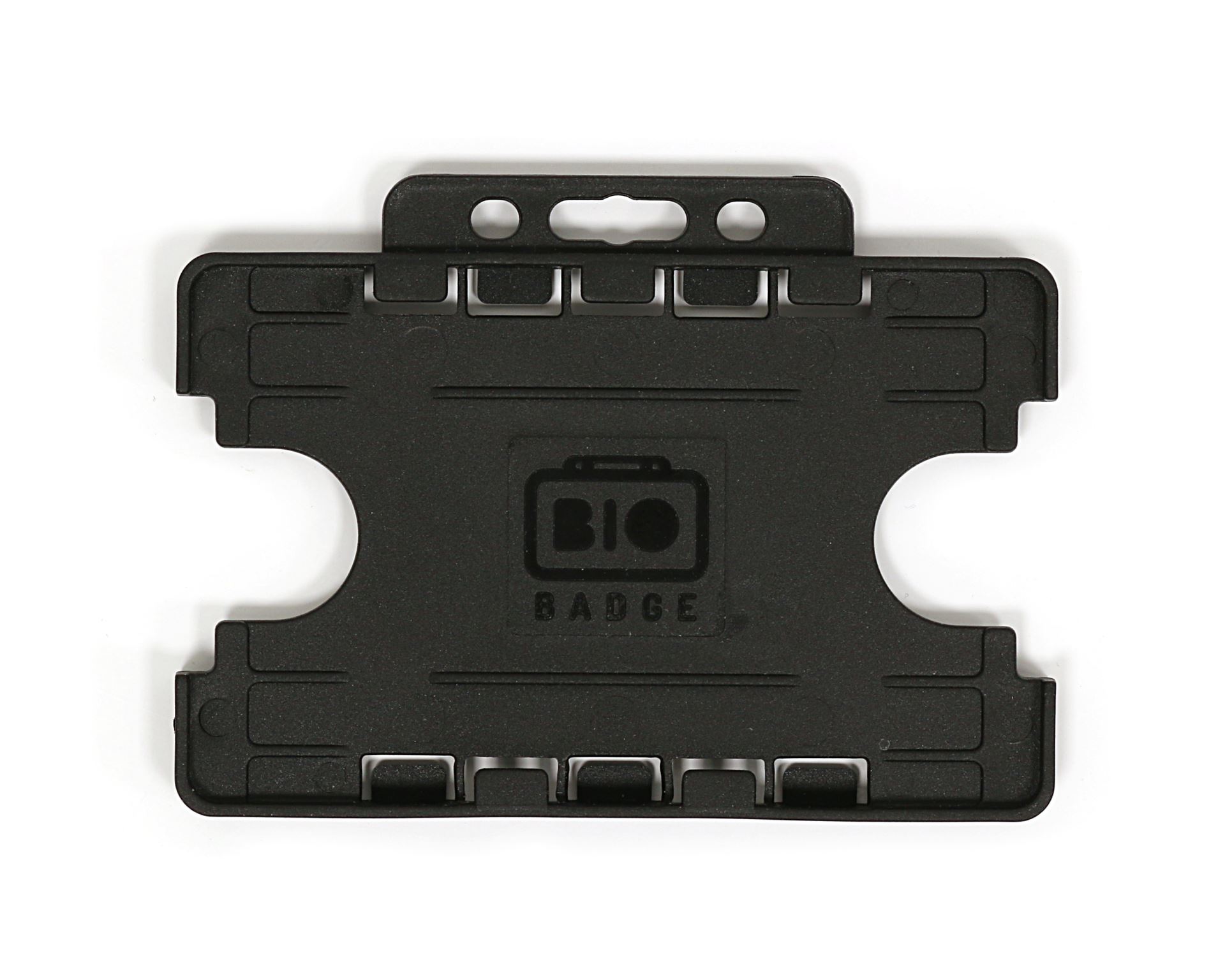 BioBadge Black Dual-Sided BIOBADGE Open Faced ID Card Holders - Landscape (Pack of 100)