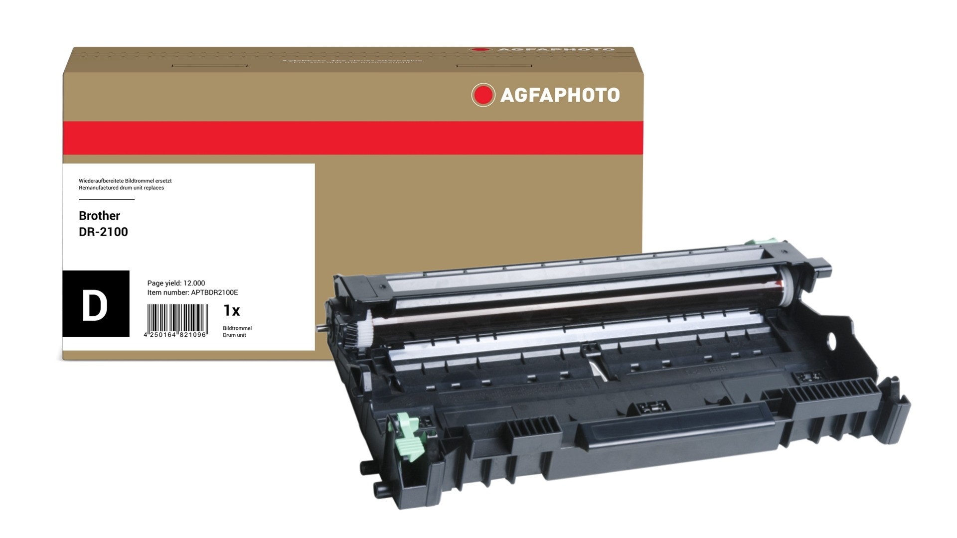 AgfaPhoto Compatible Drum Unit. Replacement for Brother DR-2100. 12000
